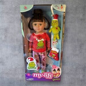 My Life As Poseable Grinch Sleepover 18 inch Doll, Brunette Hair, Green Eyes